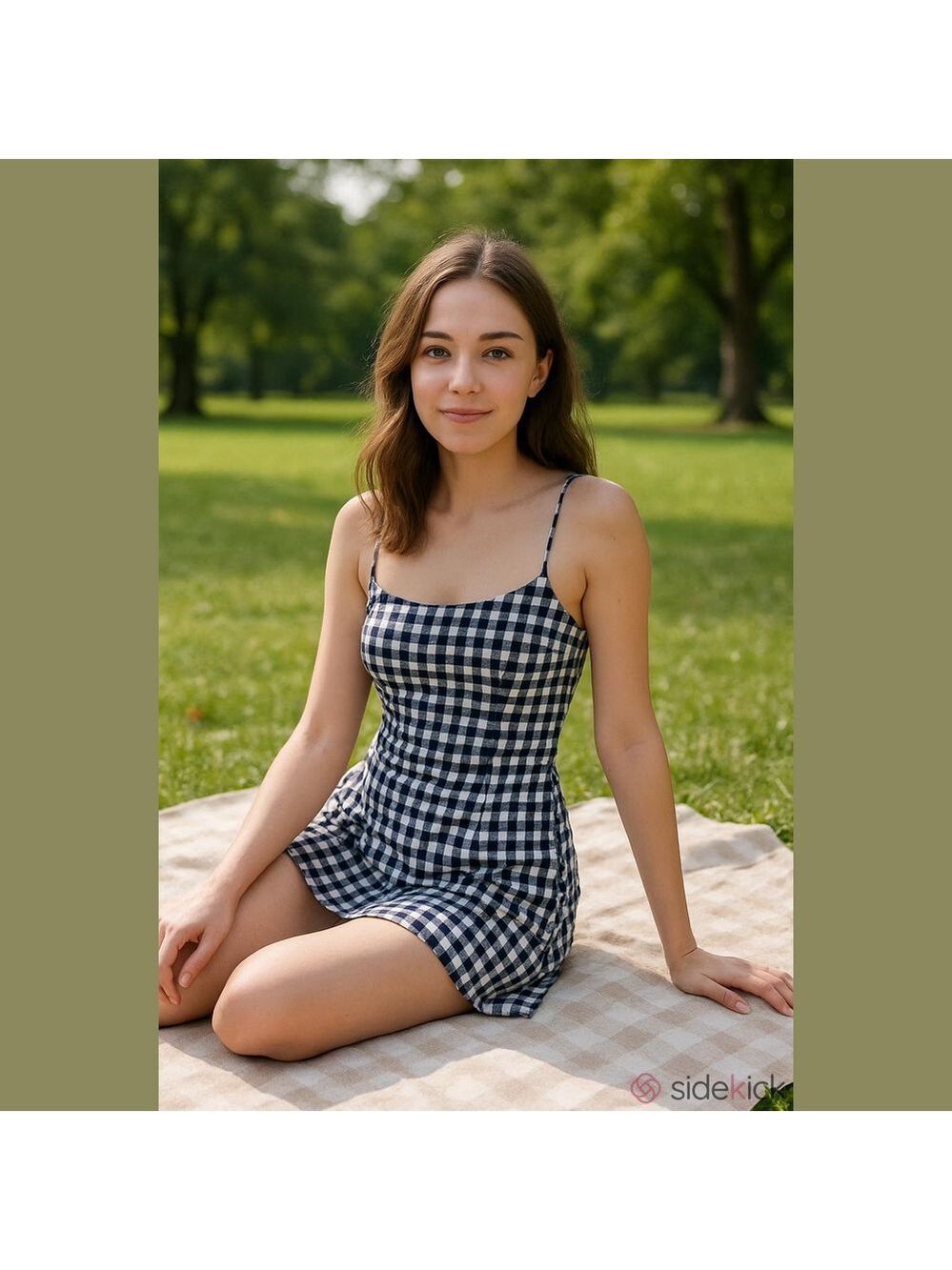 American Eagle Gingham Spaghetti Strap Mini Dress in Navy & White SZ: S